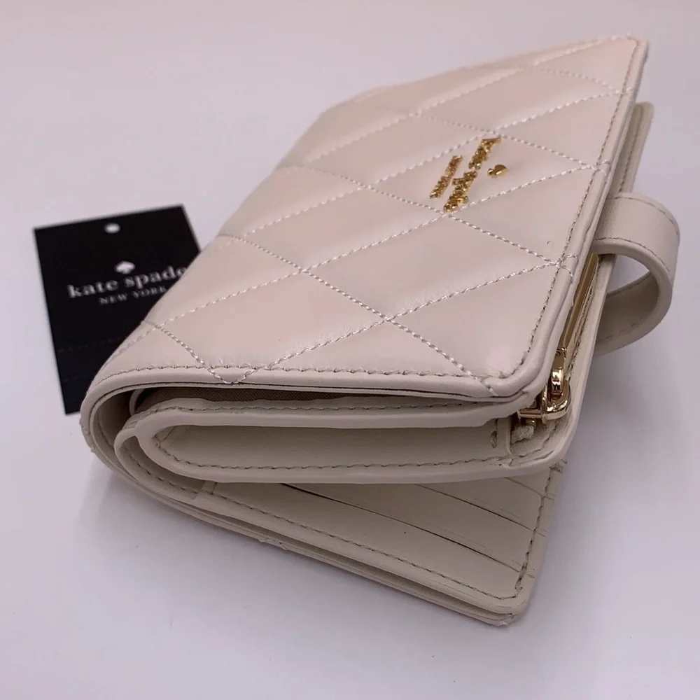 KATE SPADE Carey Medium Compact Bifold Wallet Parchment Color